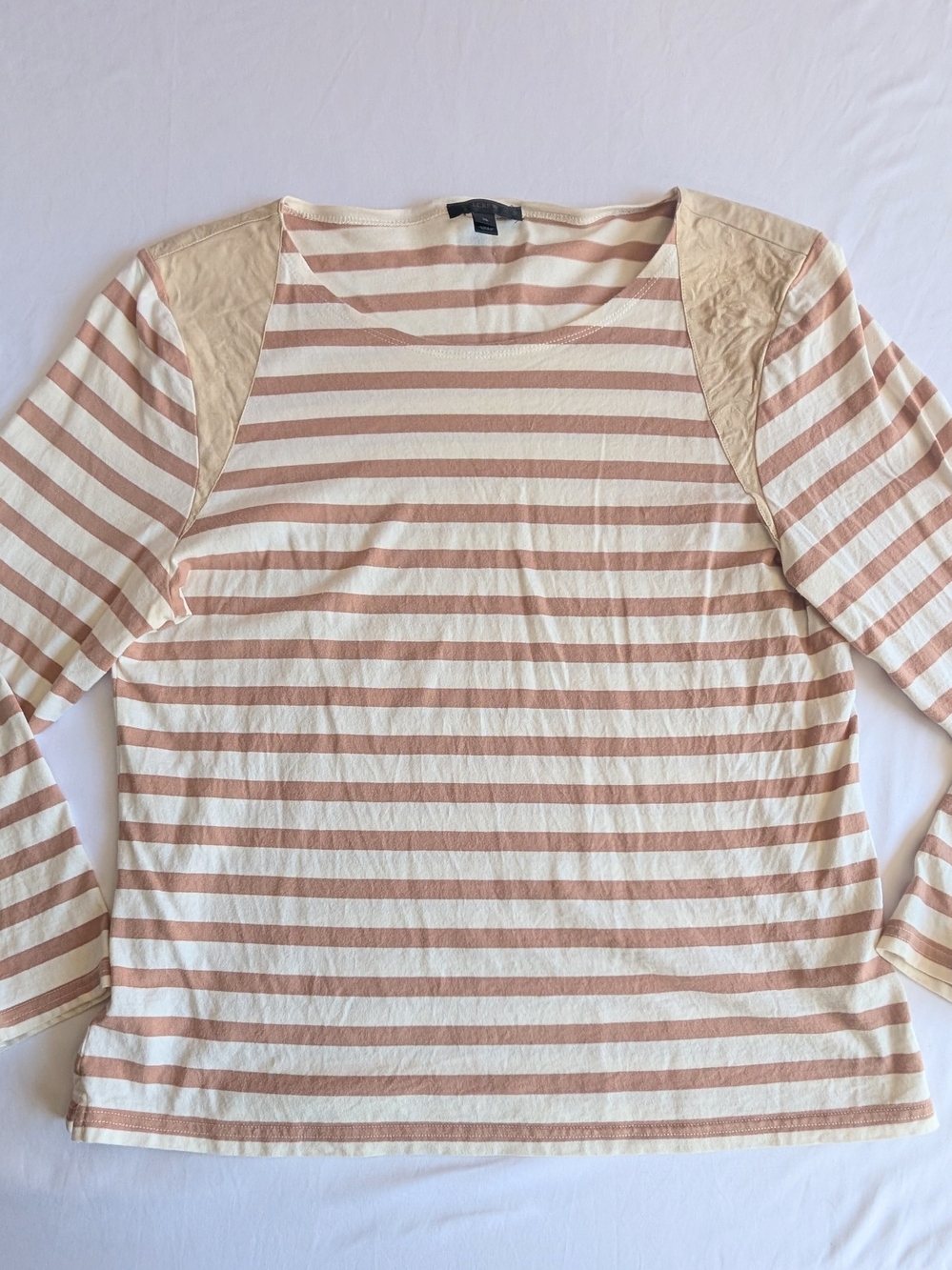 Striped Crewneck Long Sleeve Top - Cream & Blush
